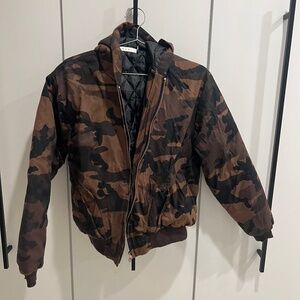 Men's Camo Zip Up Jacket, XS